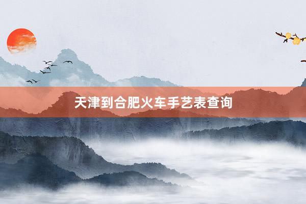 天津到合肥火车手艺表查询